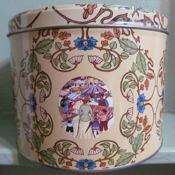 Nyåkers Pepparkakor Swedish Cookie Tin Tan Green Blue Floral - Picture 5 of 15